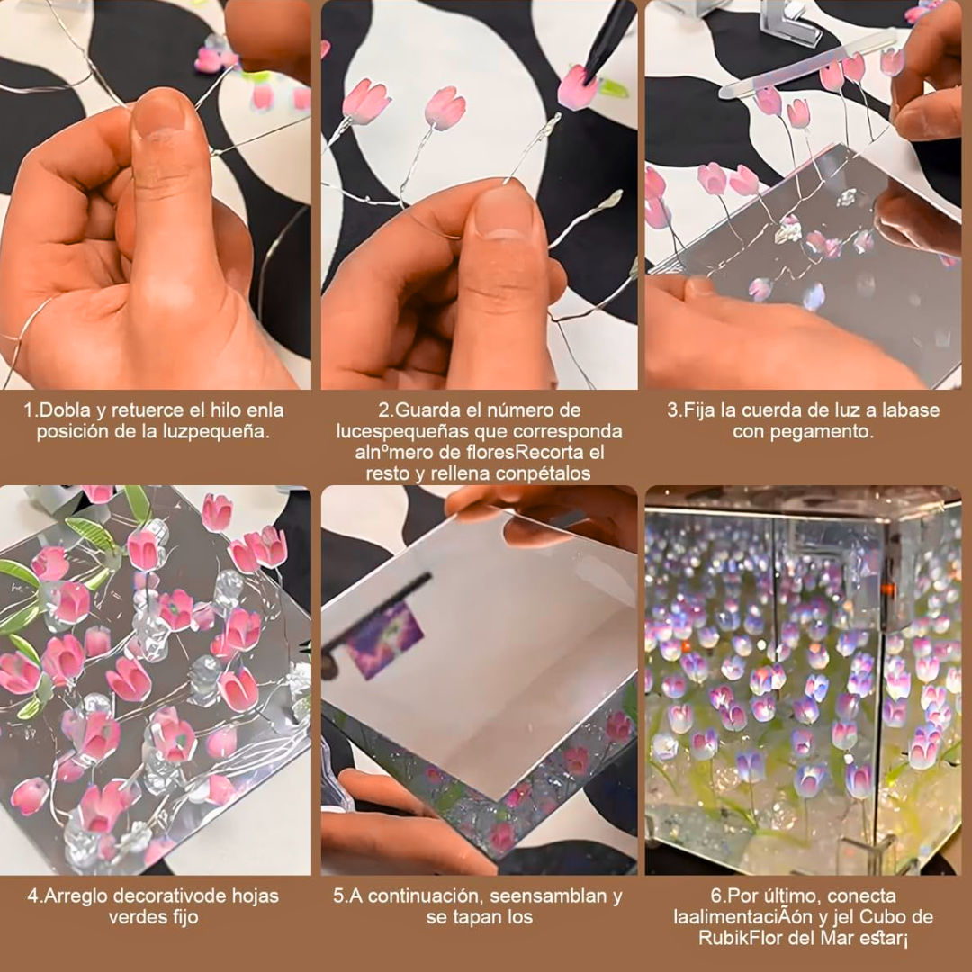 Lampara infinita de tulipanes Cubo ⬜