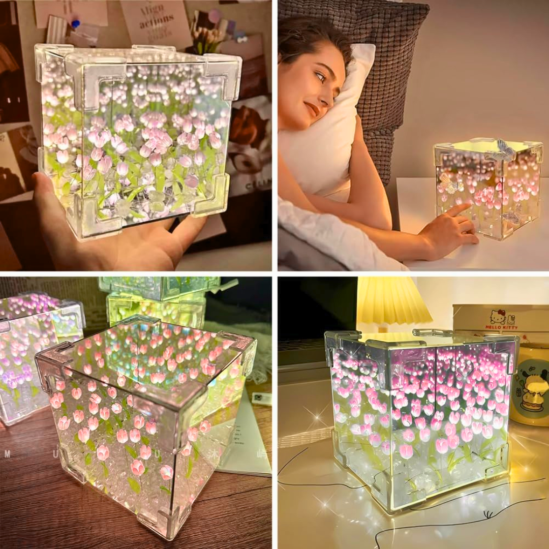 Lampara infinita de tulipanes Cubo ⬜